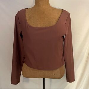 Old Navy active soft wear brown 
XL crop top w/scoop neck & long sleeves